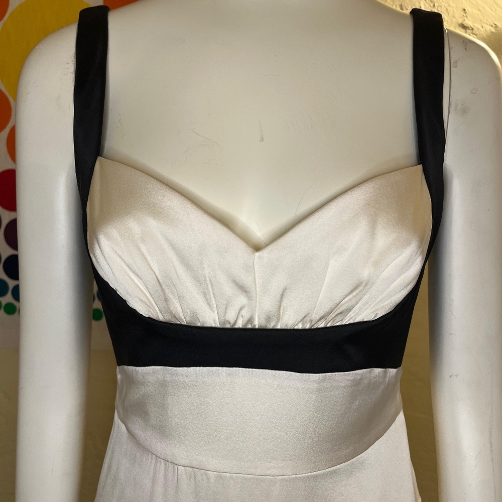 BCBGMAXAZRIA Cream & Black Silk Coxktail Dress